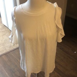 NWT Loft Peek Hole Shoulder Blouse -Sz L - White